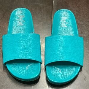 Corkys Vibrant Teal Slide Sandals